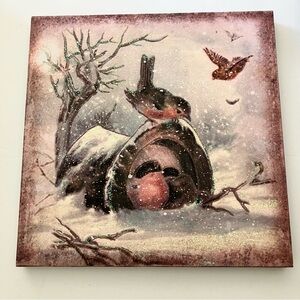 Winter Bird Canvas Art with Owl